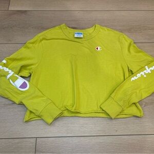 Champion Lime Green Logo Reworked Crop Top Large